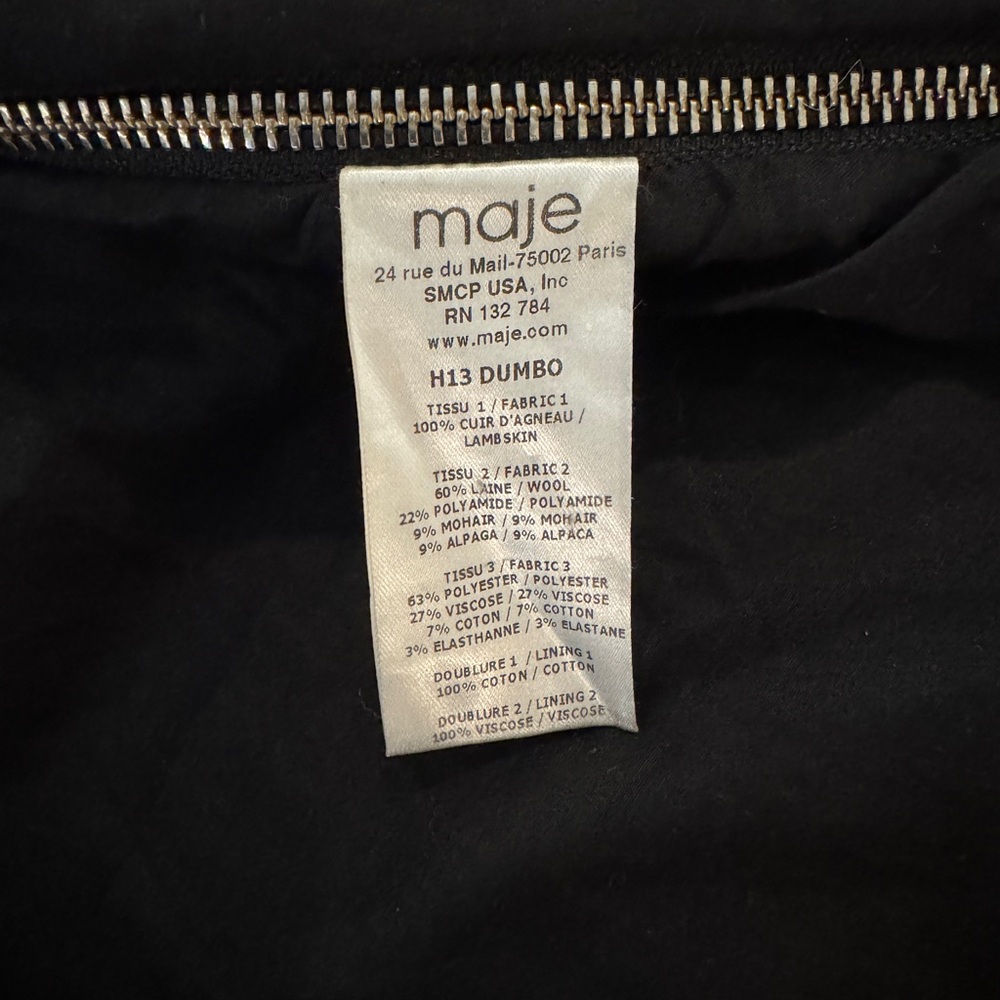 Maje Wool and Lambskin Tweed Coat - Picture 3 of 4
